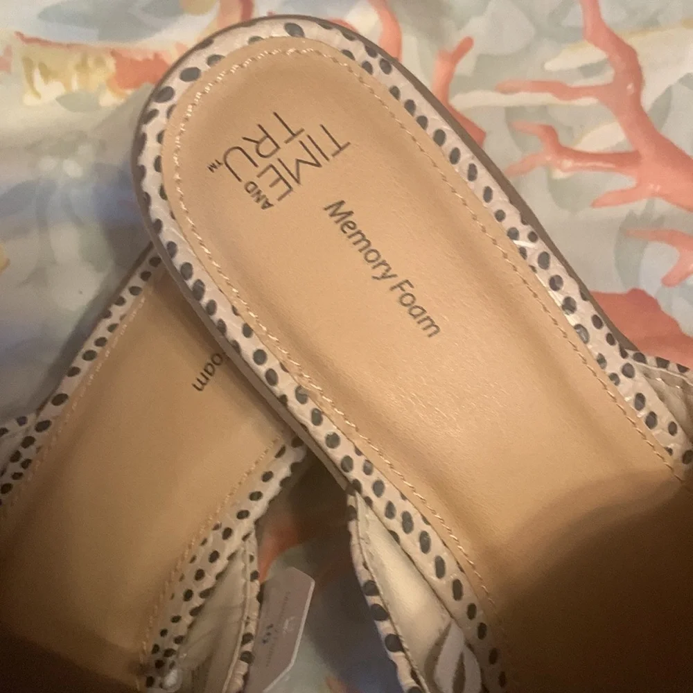 Time and Tru Women's Black and White Polka Dot Mules - Picture 2 of 4